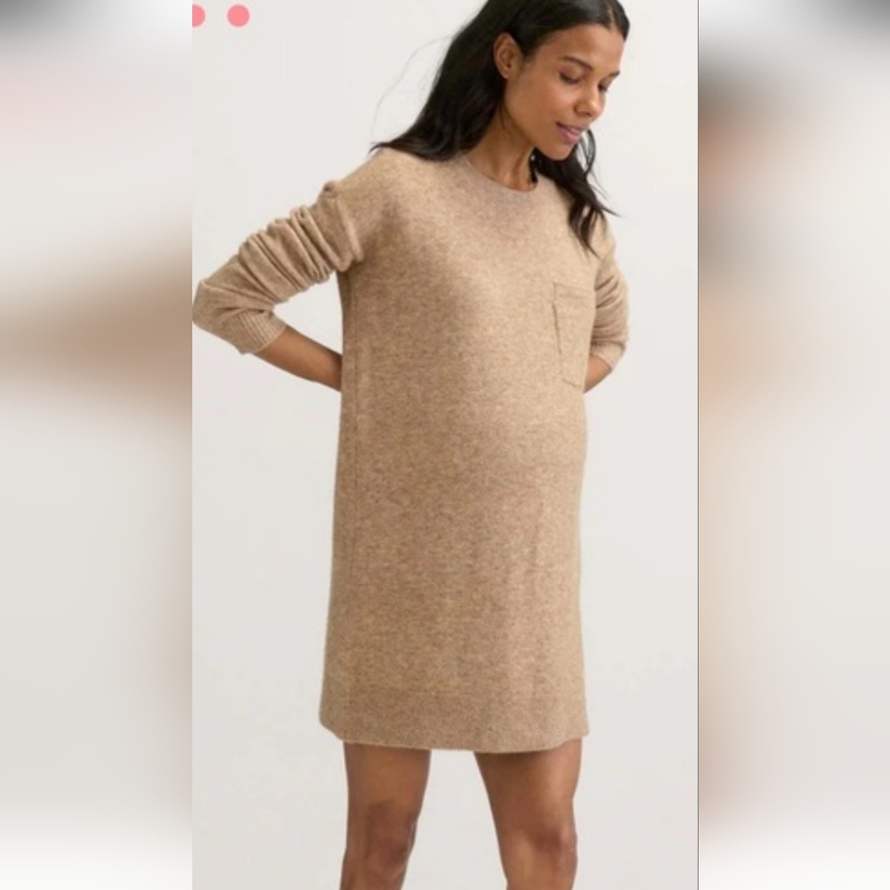 Hatch Camel Knit Maternity Sweater Dress
